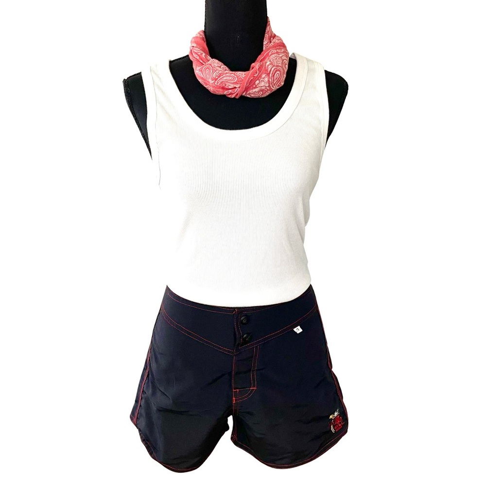 Vintage 90s -Y2K T&C Black Surf Board Shorts - Size 7 Juniors